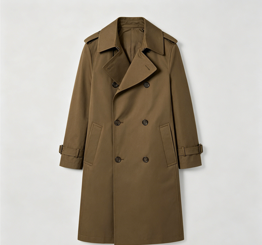 Olive Green Double-Breasted Trench Coat