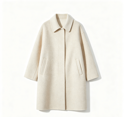 Cream Wool Oversized Cocoon Coat