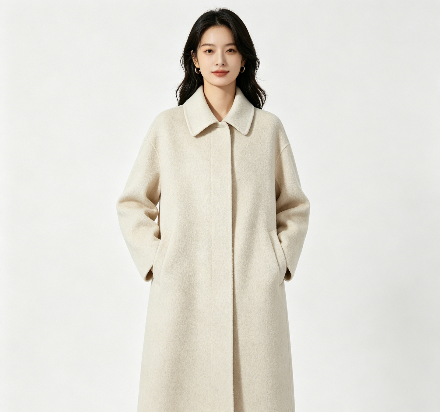 Cream Wool Oversized Cocoon Coat