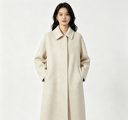 Cream Wool Oversized Cocoon Coat
