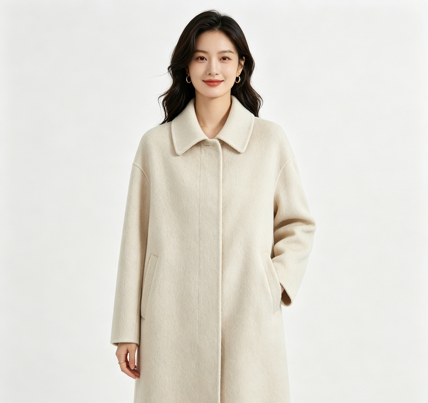 Cream Wool Oversized Cocoon Coat