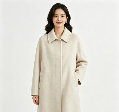Cream Wool Oversized Cocoon Coat