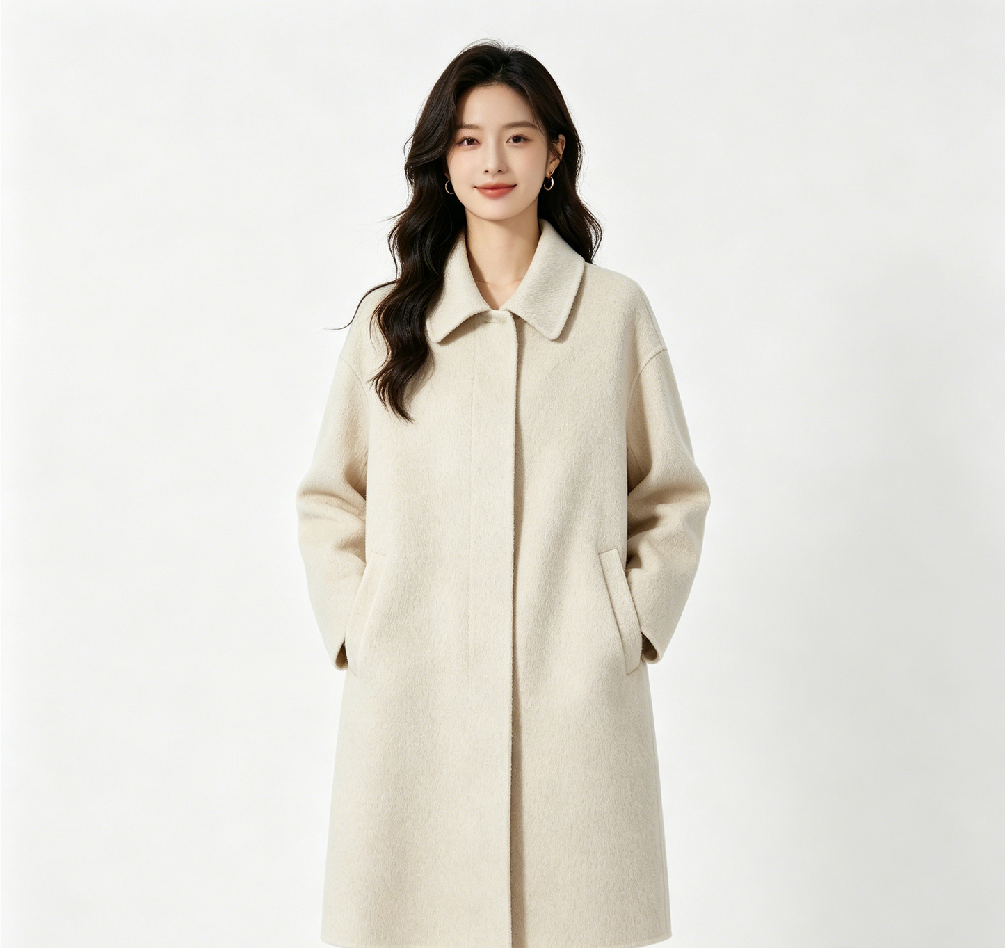 Cream Wool Oversized Cocoon Coat