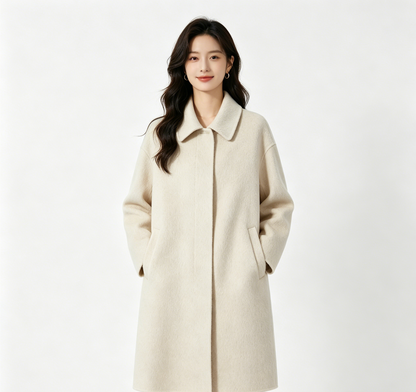 Cream Wool Oversized Cocoon Coat