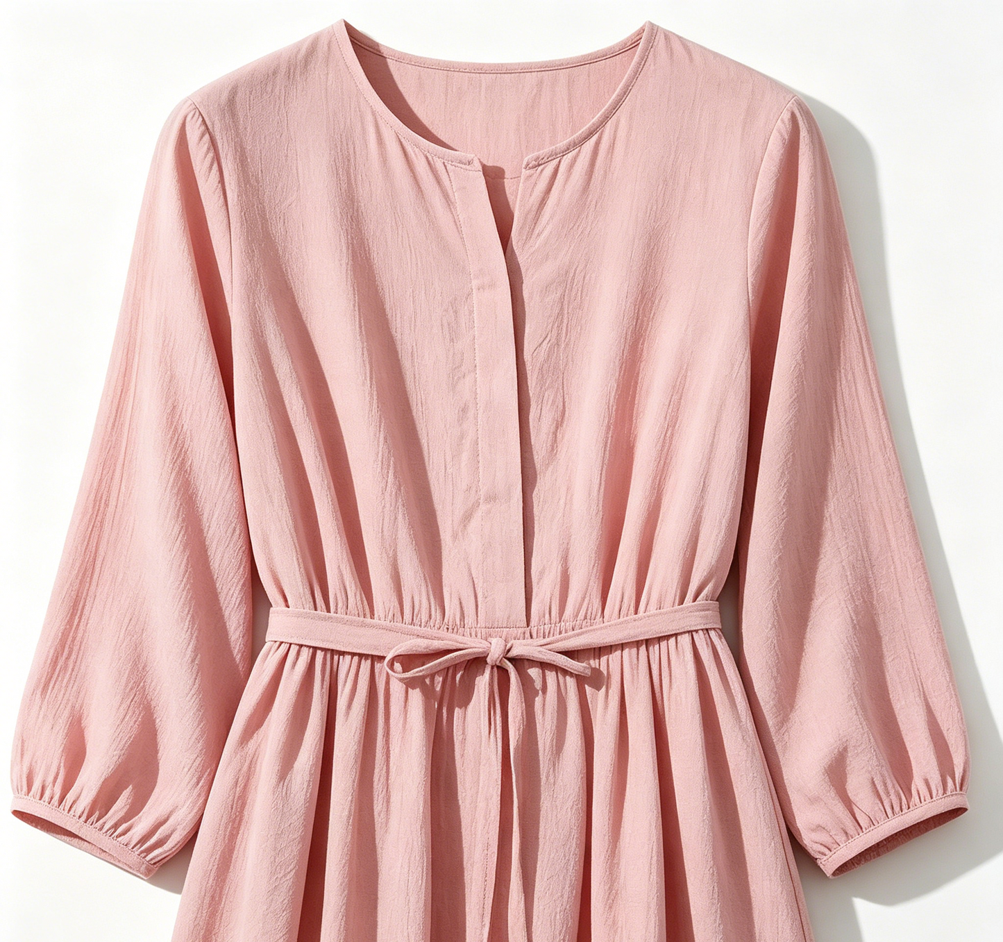 Pink Drawstring Midi Dress
