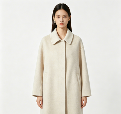 Cream Wool Oversized Cocoon Coat
