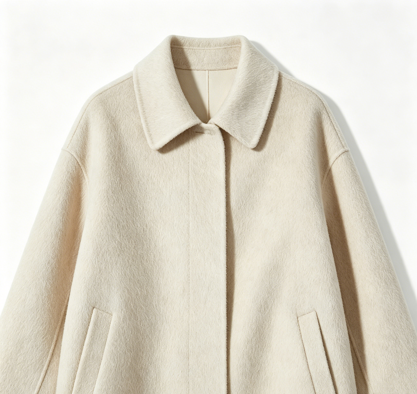 Cream Wool Oversized Cocoon Coat