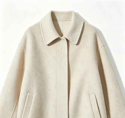 Cream Wool Oversized Cocoon Coat