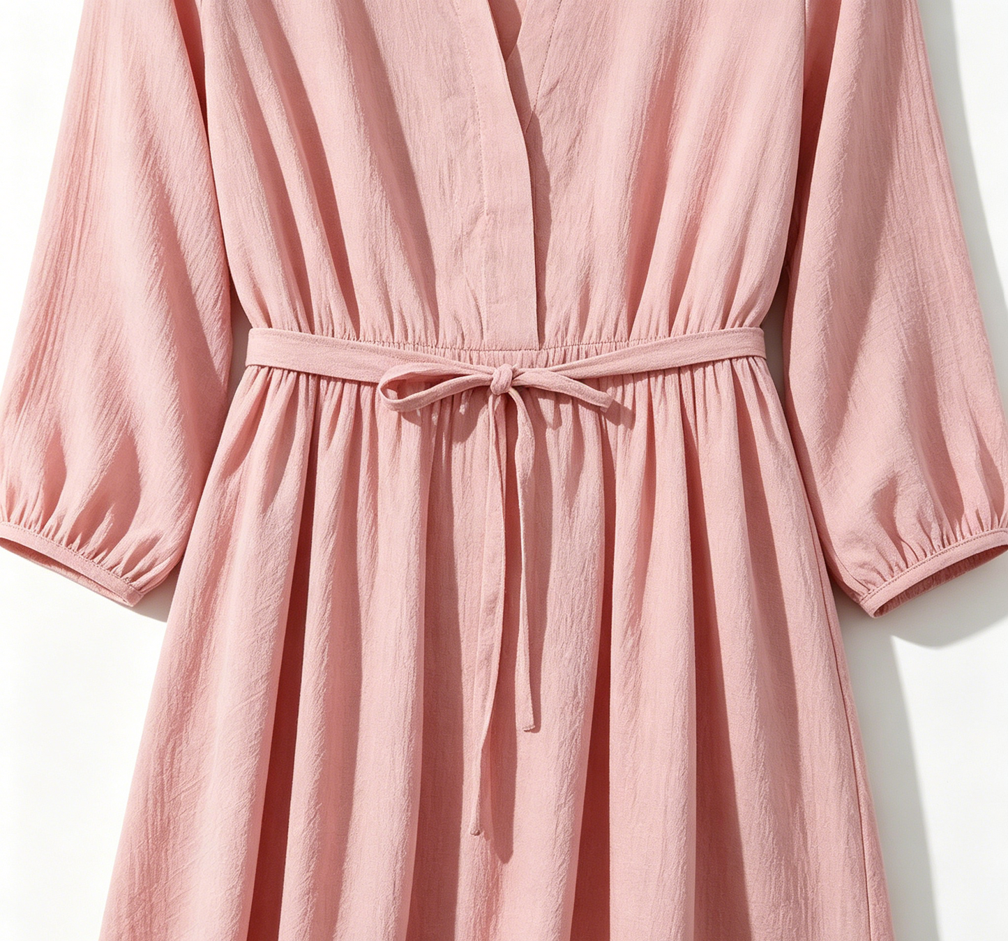 Pink Drawstring Midi Dress