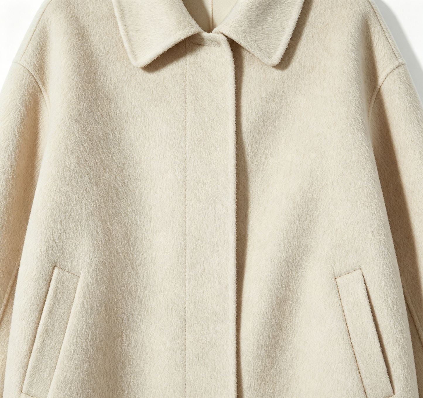 Cream Wool Oversized Cocoon Coat