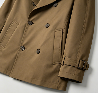 Olive Green Double-Breasted Trench Coat