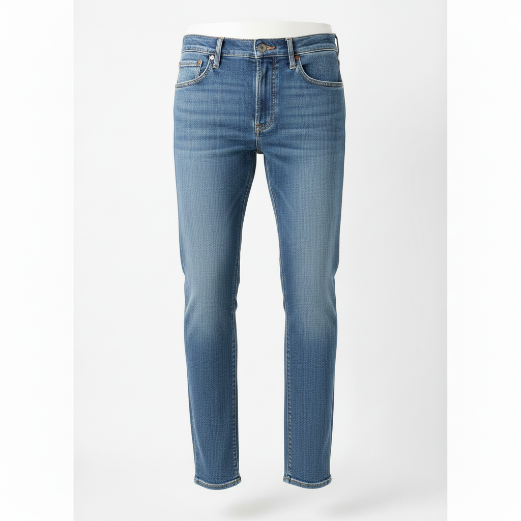 Slim Straight Denim Jeans - Light Blue
