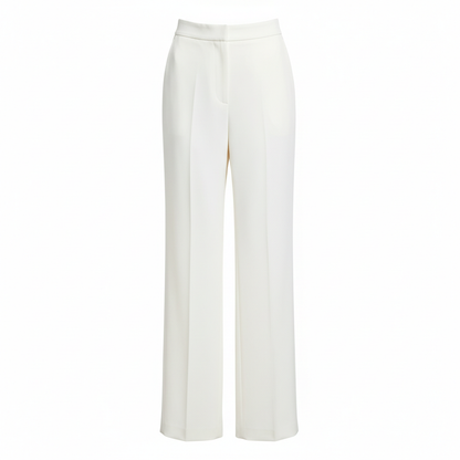 High Waist Wide Leg Tailored Trousers - Ivory White