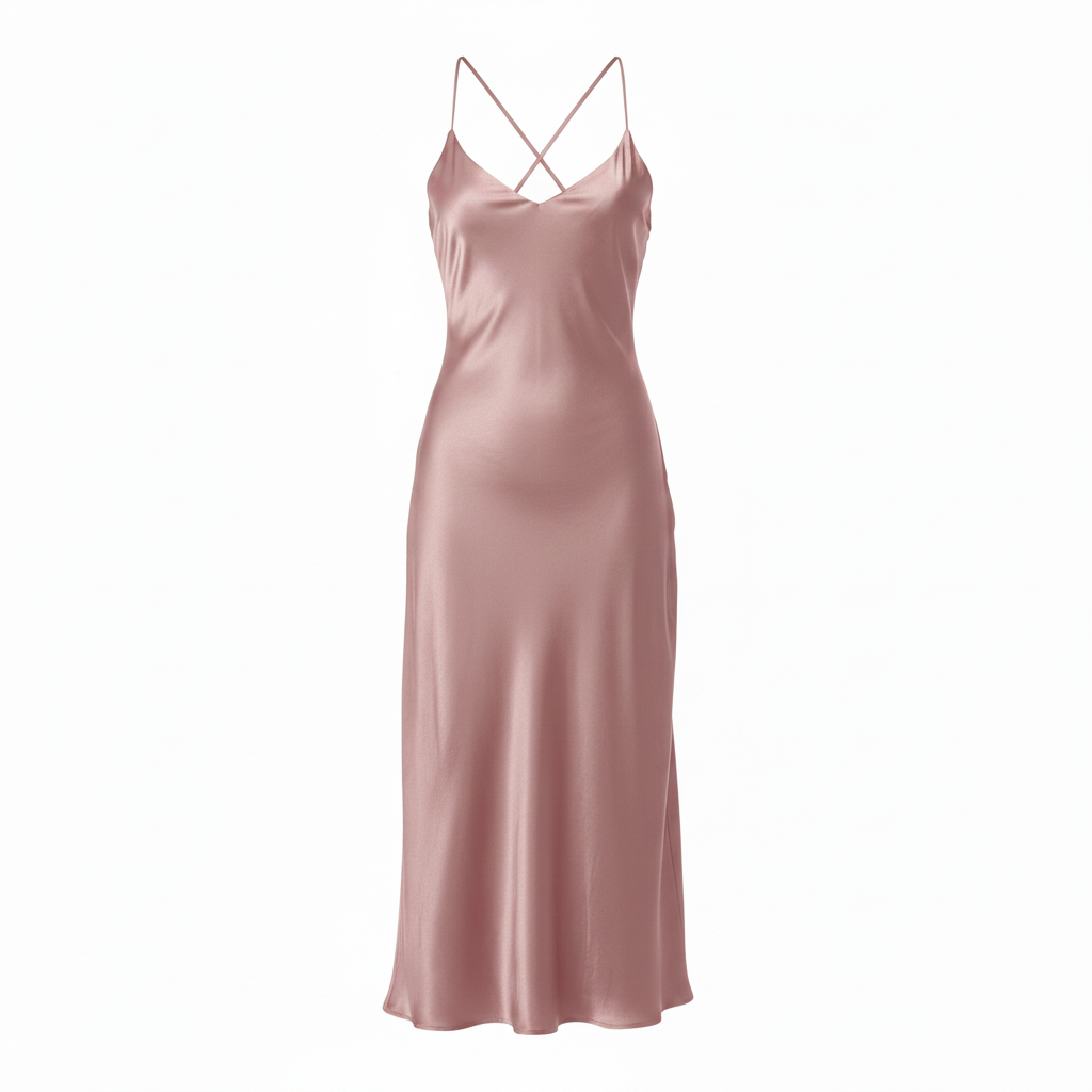 Satin Slip Midi Dress - Dusty Rose
