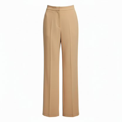 High Waist Wide Leg Tailored Trousers - Camel Beige