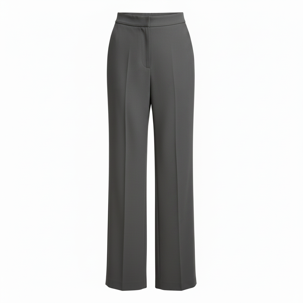High Waist Wide Leg Tailored Trousers - Charcoal Grey